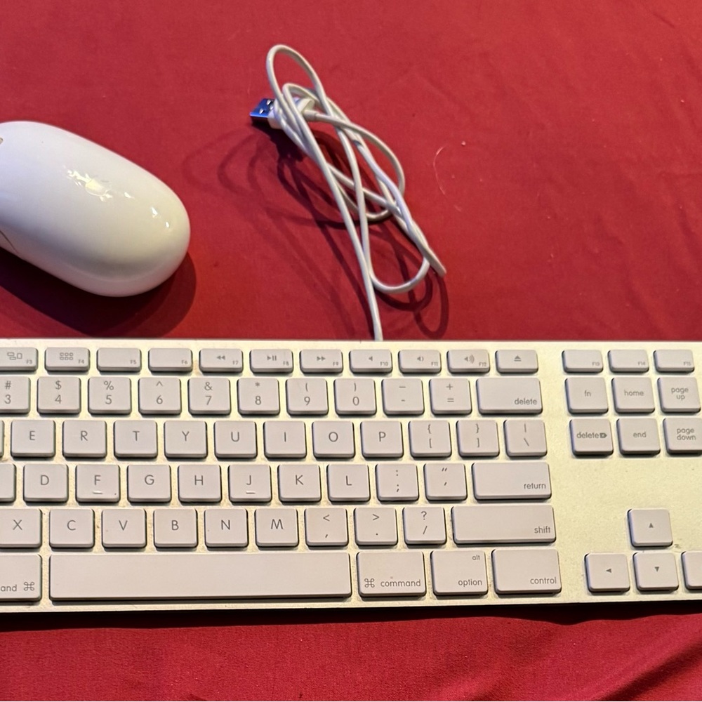 White Wired Apple Keyboard and Mouse Set